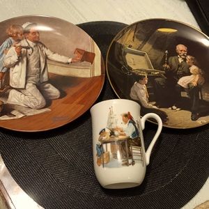 Knowles Norman Rockwell  2 plates and a cup the painter grandpa’s treasure chest